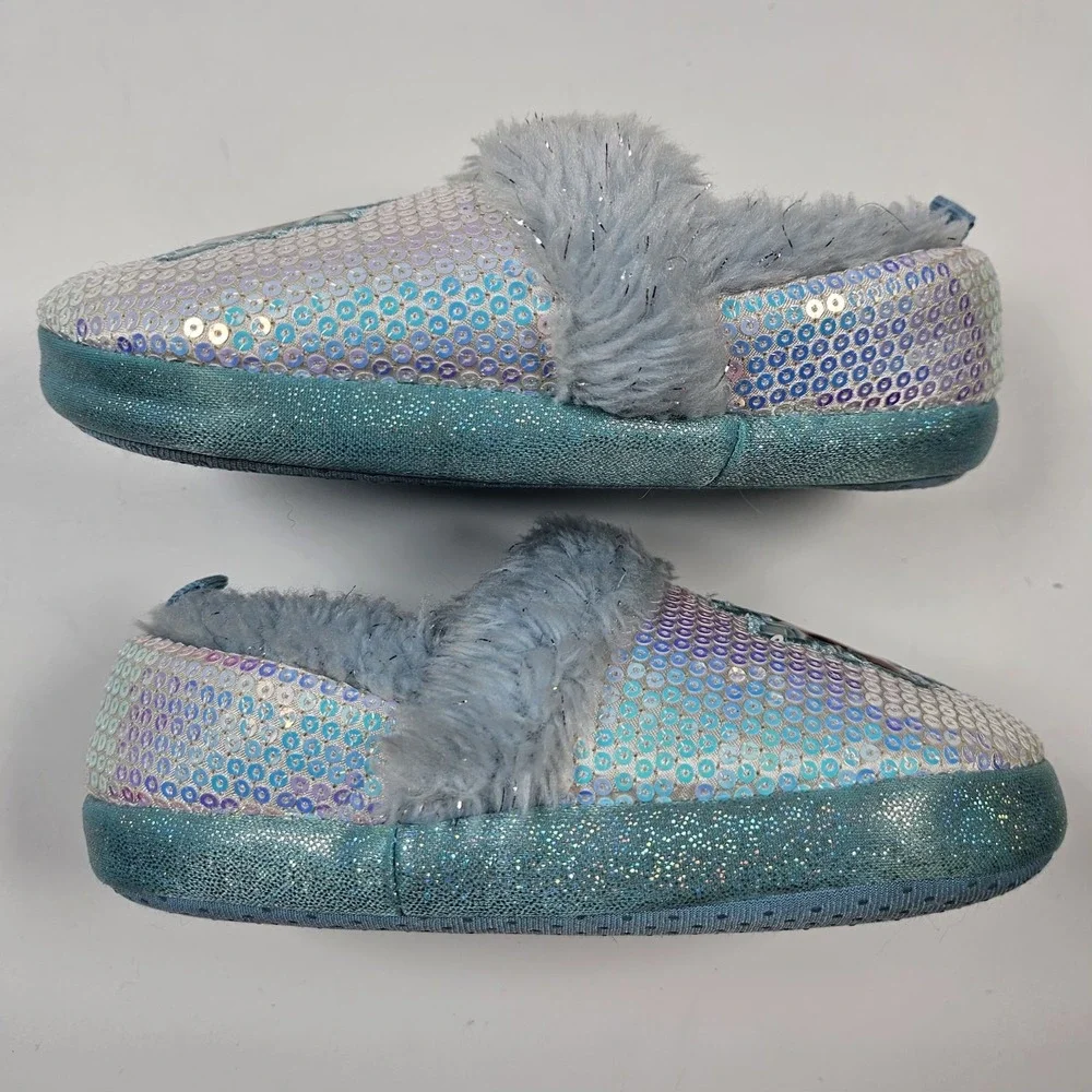 Disney Frozen 2 Girls Slippers Size 9/10 Elsa Anna Toddler Plush Sequin Faux Fur
